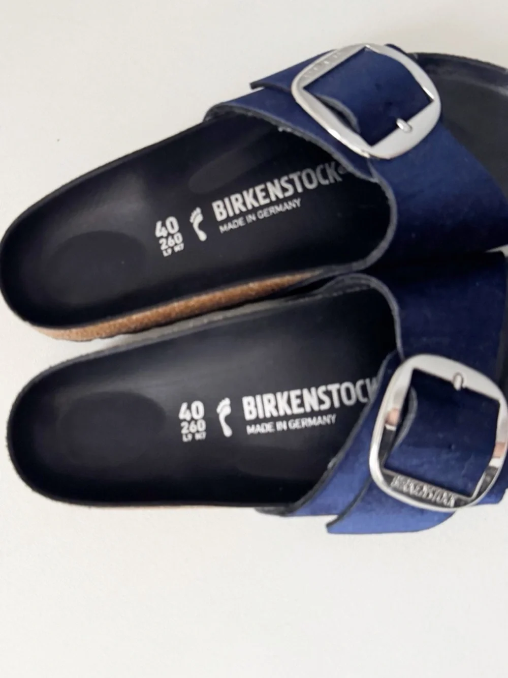 Birkenstock Madrid Big Buckle Velvet Sandal EU 40 US 9 Dark Blue Casual Comfort - Picture 9 of 11
